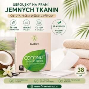 Greenway Ubrousky na praní jemných tkanit BioTrim COCONUT, 38 kusů
